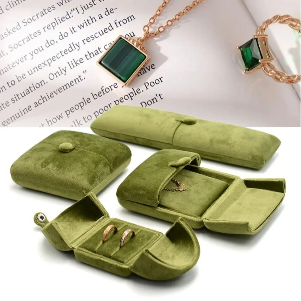 Fashion Velvet Necklace Storage Box Solid Color Double Door Necklace Holder Multi-functional Jewelry Display Box Double Door