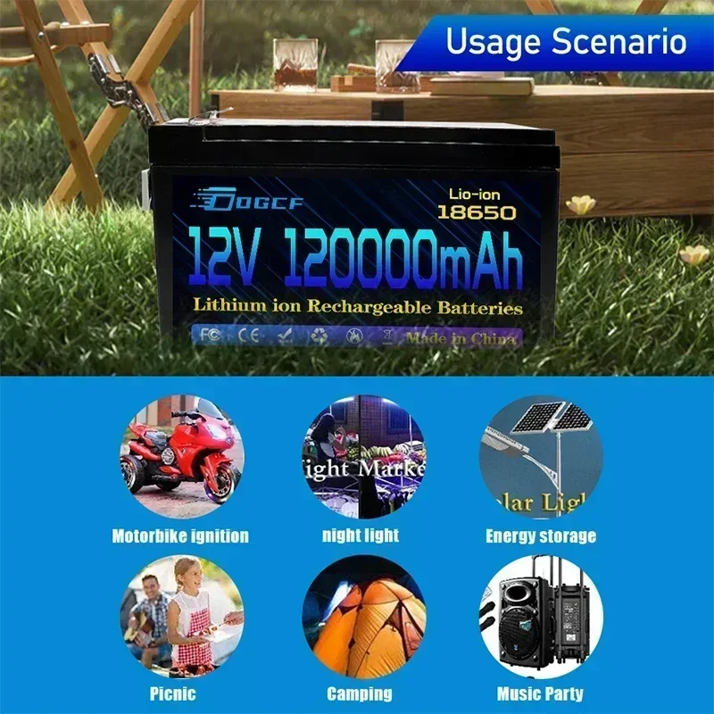 ew 12V 45Ah 50Ah 100Ah 120Ah lithium Battery Pack Lithium Iron Phosphate Batteries Built-in BMS For Solar Boat+12.6V Charger