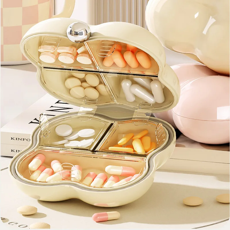 1Pc Pink Moisture-Proof Pill Storage Box Portable Medicine Box Divided Into Compartments without Odor Large Capacity