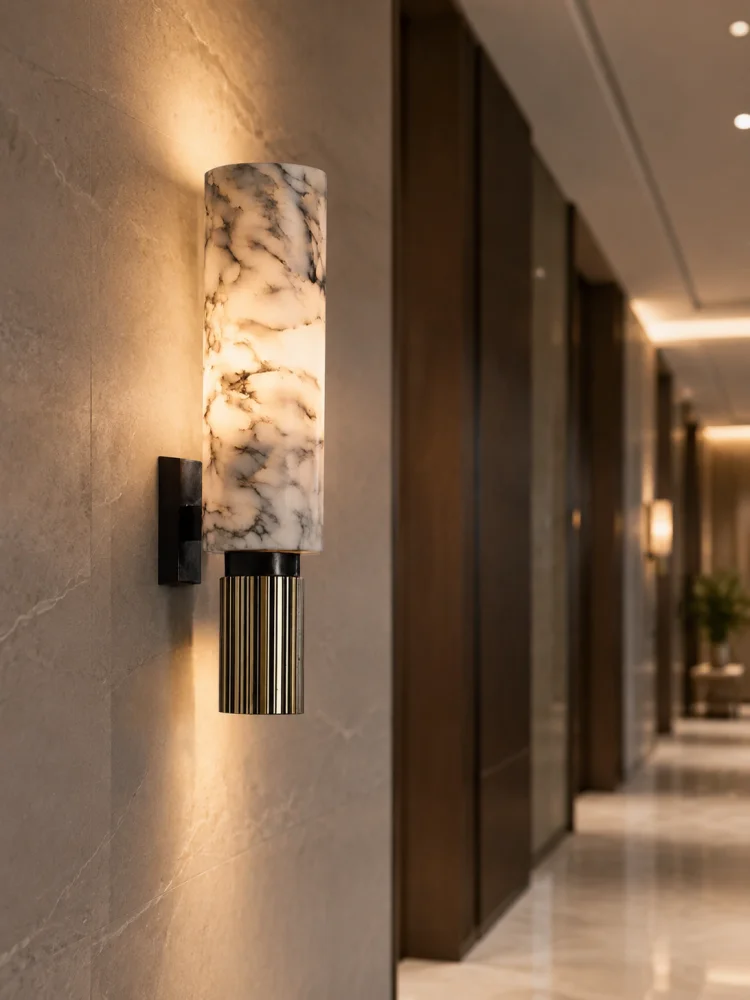 Elegant Natural Marble Wall Sconce Multi Style Collection with Gold Hardware for Home Living Room Bedroom Decor