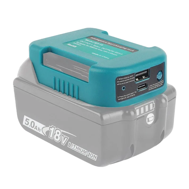 Per batteria Makita 18V portabatterie USB Type-C BL1840 BL1850 BL1860 adattatore per caricabatterie custodia per scaffale a ricarica rapida