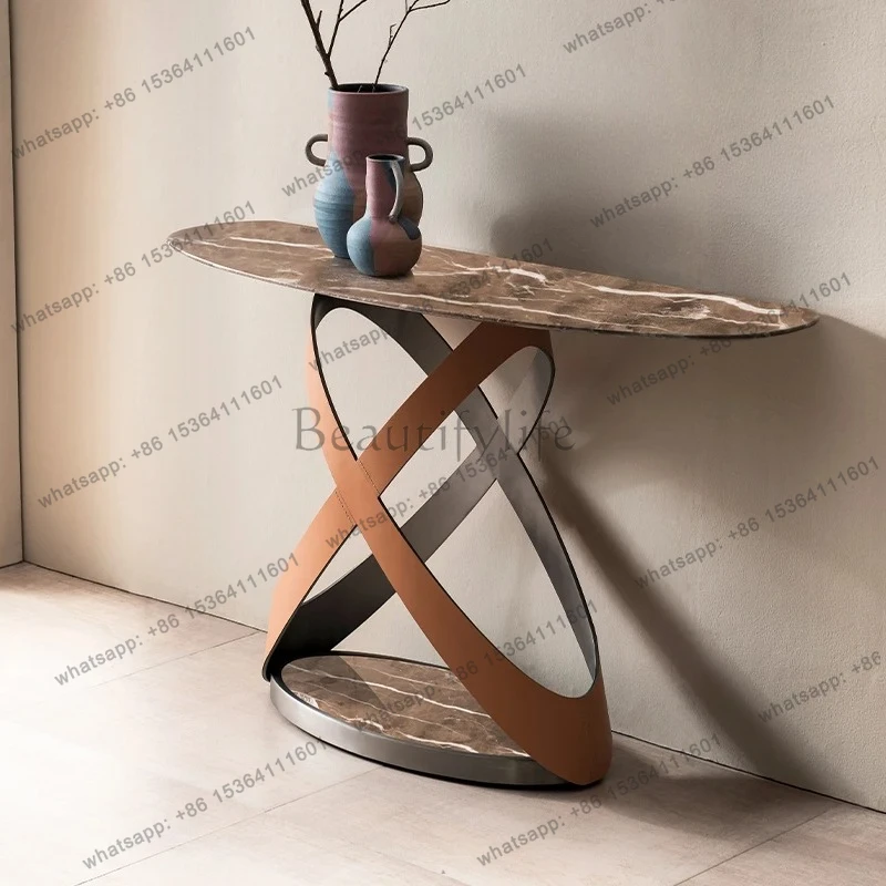 

entrance platform, corridor entrance luxury stone end viewing platform, designer minimalist semi-circle entrance table