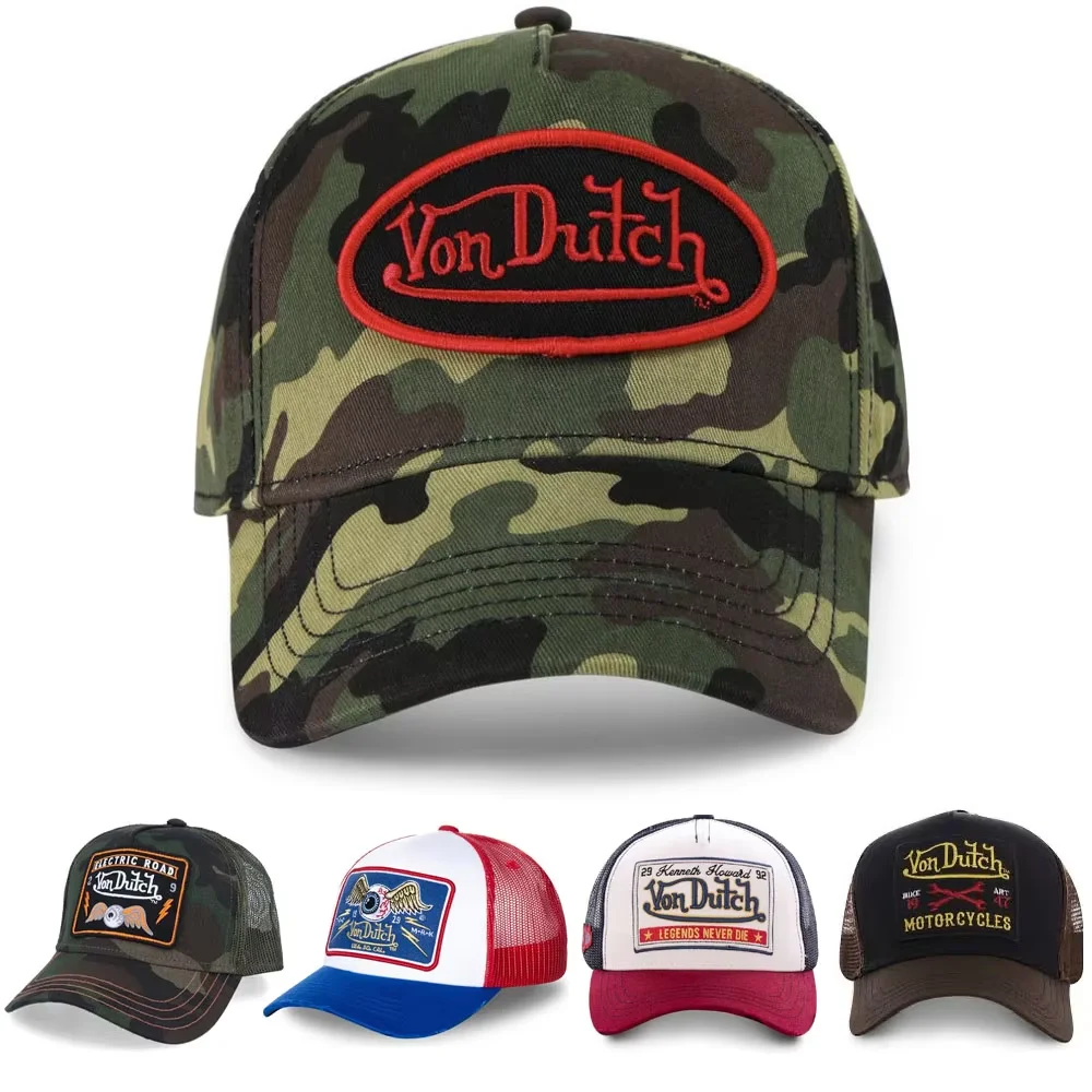 Casual Fashion VON Baseball Cap Breathable Shade Alphabet Embroidery Sunblock Mesh Embroidered DUTCH Trucker Hat