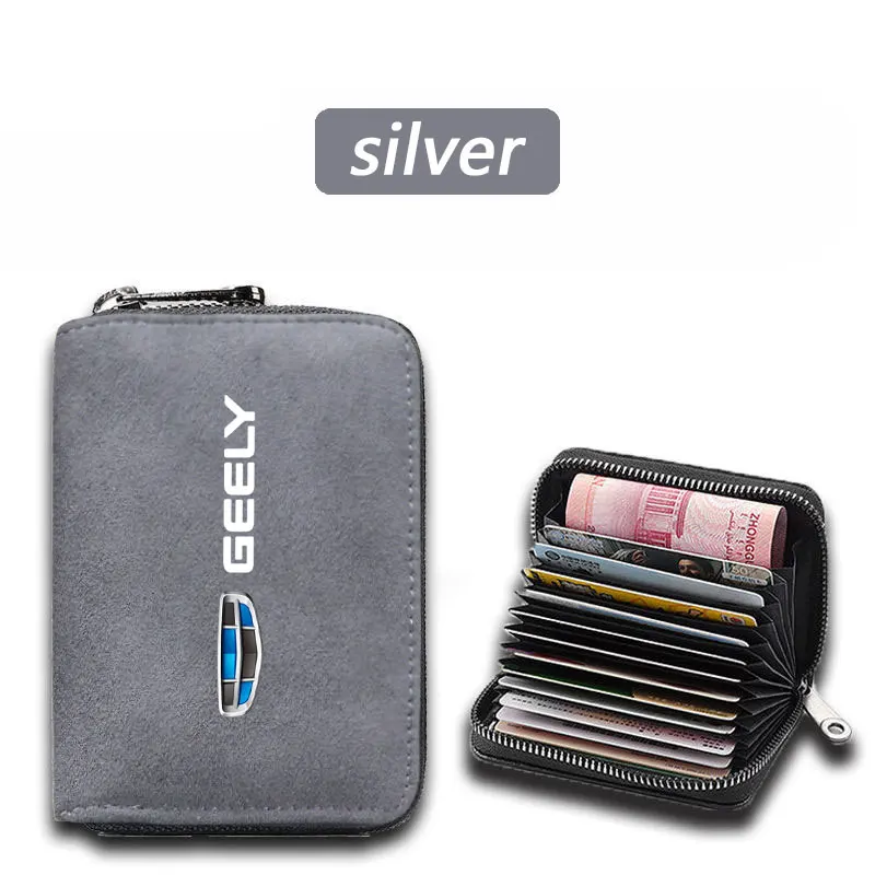 Car business card holder ID Cards Pouch Case Bag Wallet For Geely geometry C Emgrand Gx3 Ec7 Atlas Coolray Cross X6 Accessories