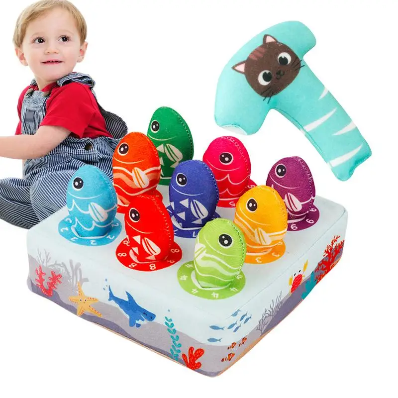 Jeu de pêche en peluche coloré pour enfants, jouets d'apprentissage des nombres, jeu de capture de poisson pour enfants