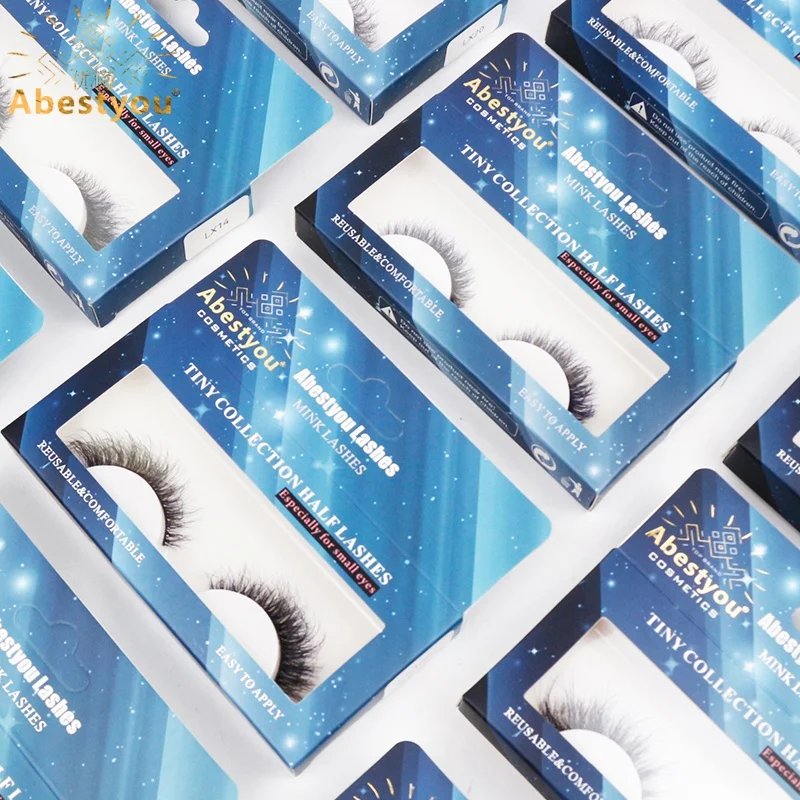 

Abestyou Brand Gift Box Packaging Thick Fluffy 11mm Drama Cosplay Blue Colored Mink Eyelashes Light Durable Reusable Band Lashes