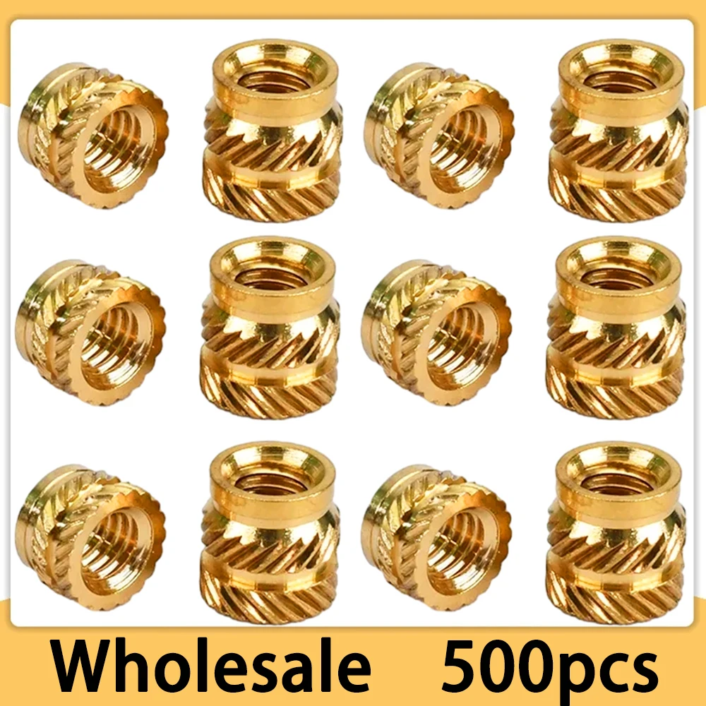 500Pcs M2 M2.5 M3 M4 M5 Brass Insert Nut Threaded Nutsert Knurled Hot Melt Heat Embedded Insertnut 3D Printer PC Nuts Inserts