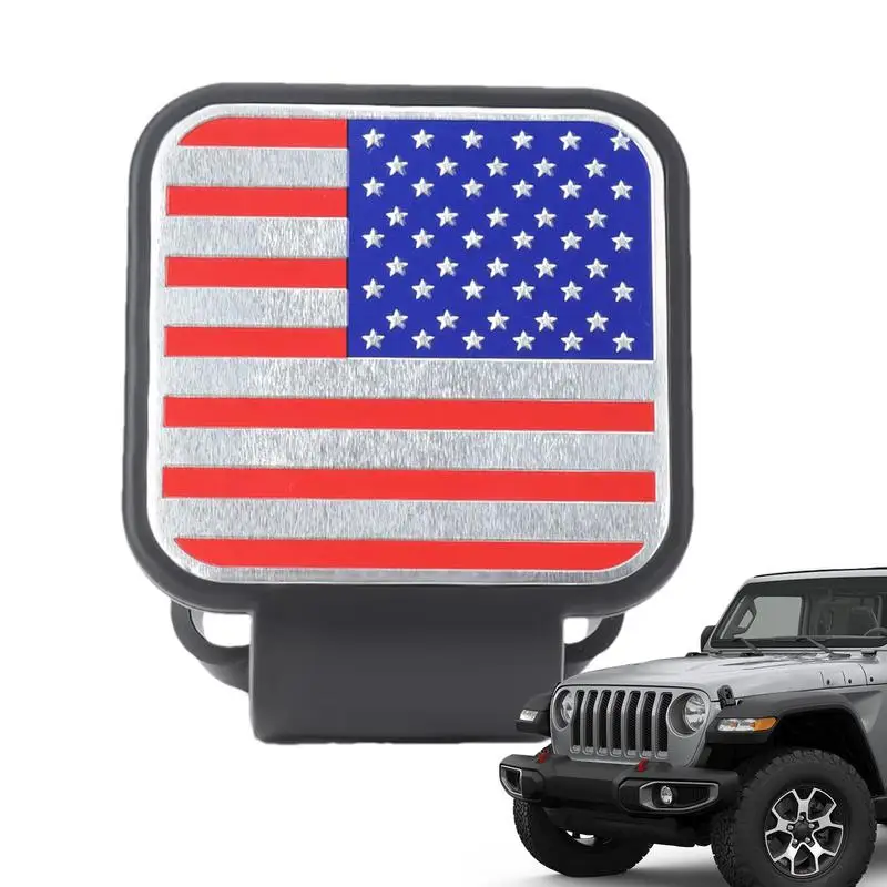 Trailer Hitch Covers American Flag 3D Logo Square Mouth Trailer Hitch Car Tow Hook Dust Plug Hitch Cover Towing Bar Accessories