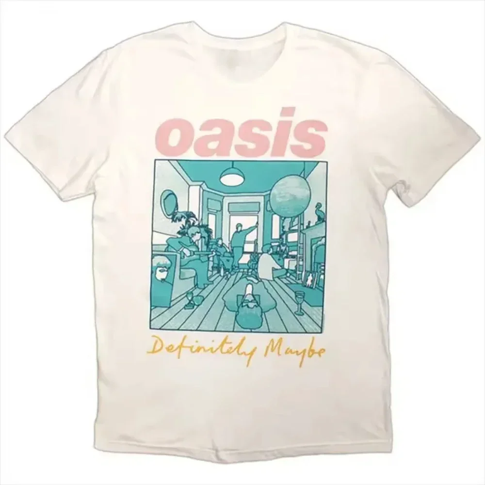 

Европейский и американский модный бренд Oasis Oasis Band Рок-музыка Ретро Повседневная мужская и женская хлопковая свободная американская футболка с короткими рукавами