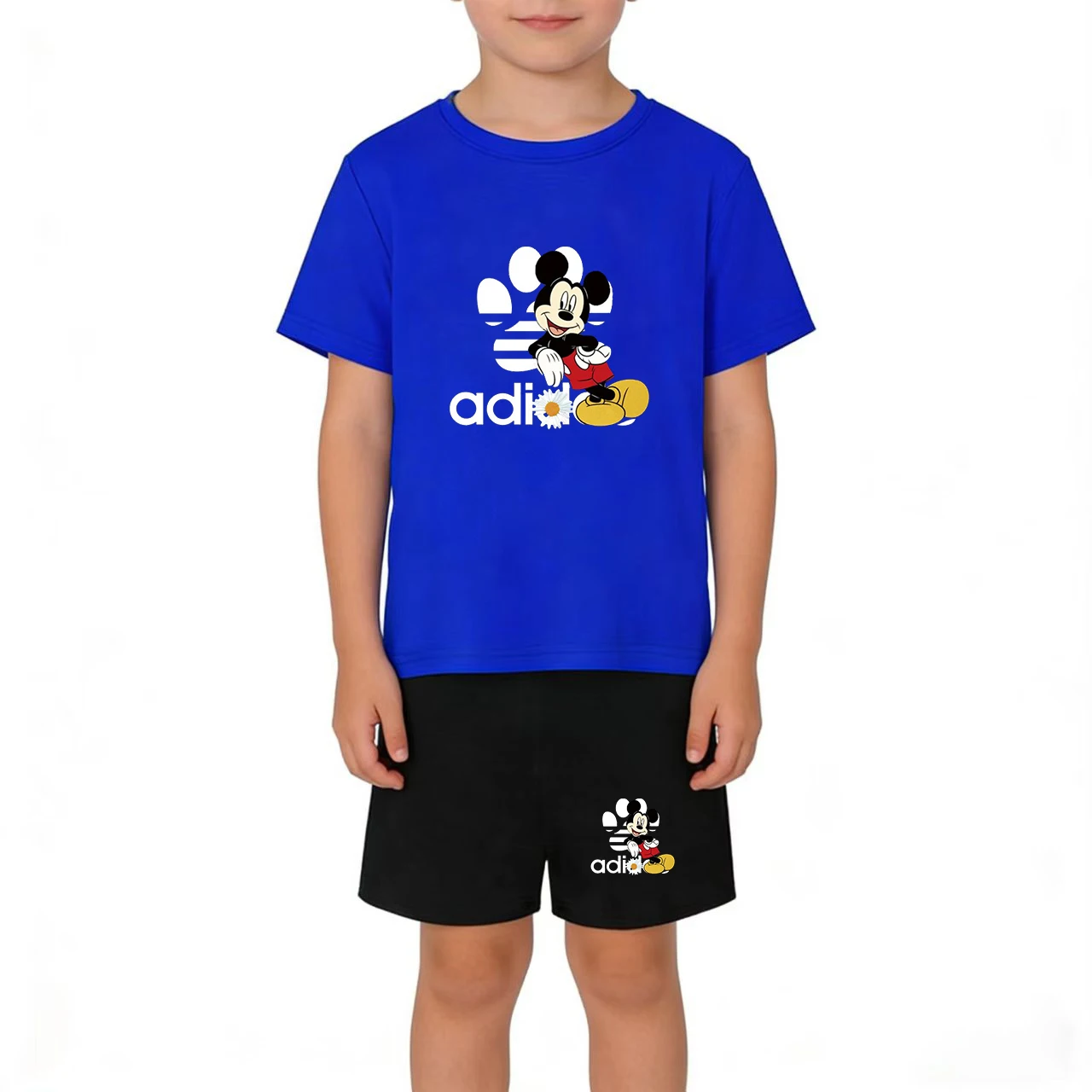 

Mickey Mouse Kids Summer Brand T-shirt 3-12Y Boys Girls Toddler Gift Anime Fashion Short-sleeved+Shorts Casual Cute Charming Set