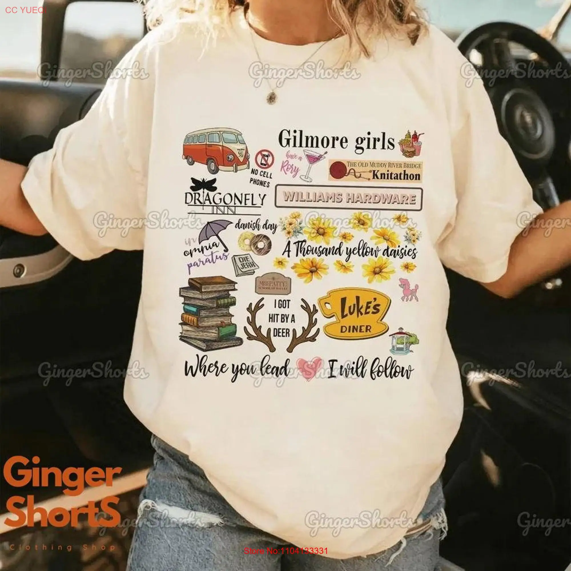 Star Hollow Gilmore Girls T Shirt Lukes Dinner Dragonfly Retro Girl TV Show Fans Series long or short sleeves