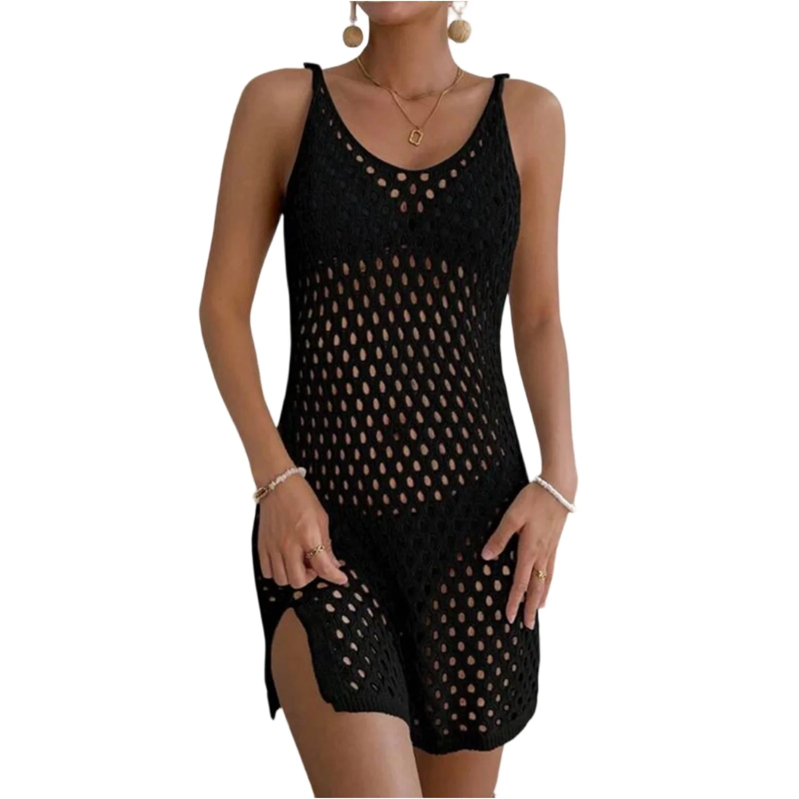 เซ็กซี่ Hollow Beach บิกินี่ Cover-Ups สุภาพสตรีชุดว่ายน้ํา Fishnet โครเชต์ชุดว่ายน้ําวันหยุดเสื้อผ้า