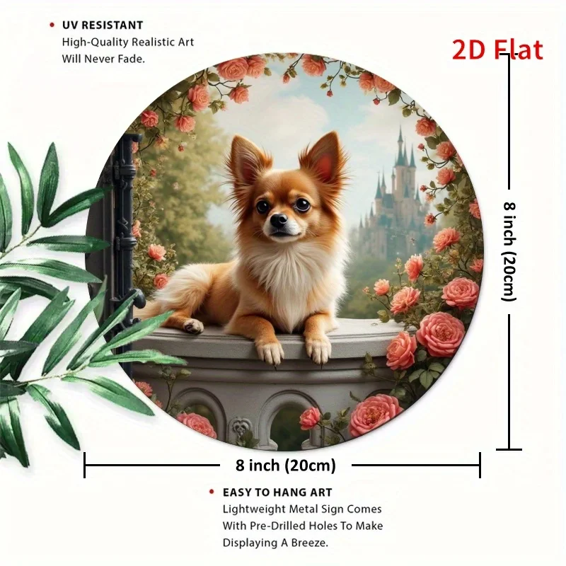 2D Vintage Metal Sign Round Dog Decor for Patio Garage Garden Cafe Man Cave Farm House Unique Holiday Gift