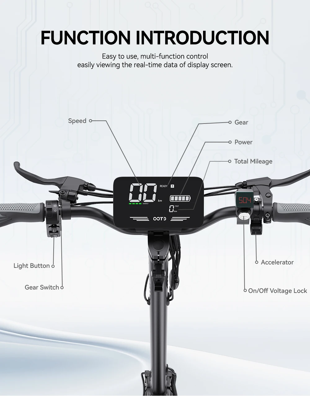 OOTD T10 Adult Electric Scooter,  500W Motor Peak 900W E Scooter , Top Speed 31 MPH, 48V 18AH Lithium Battery, 11-Inch Wide Off-Road Tires E-Scooter, Dual Disc Brakes, Front Suspension, Foldable Design Suitable For Commuting And Outdoor Adventure view 4