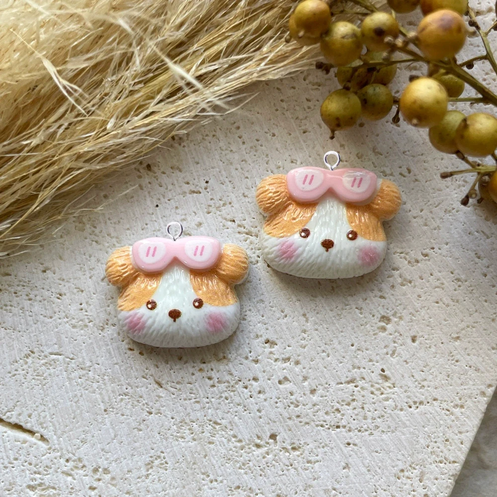 10 قطعة Kawaii اليدوية الكلب رئيس قلادة لصنع المجوهرات النتائج الإبداعية الراتنج الحيوانات السحر فلاتباك لتقوم بها بنفسك أقراط C805