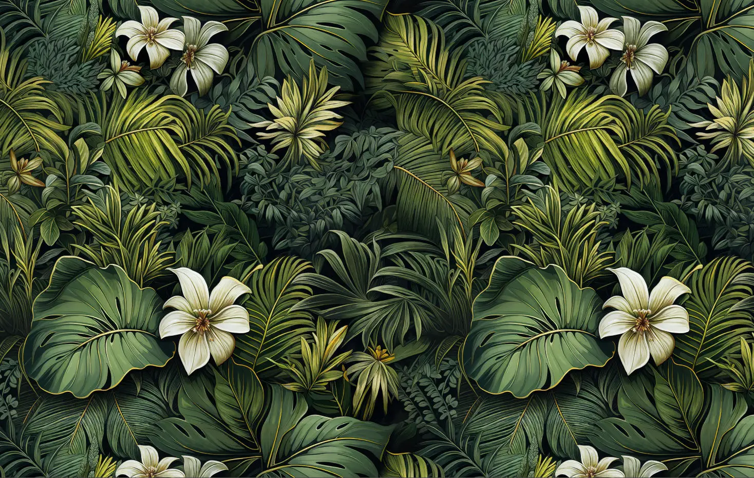 Custom Size mural Papier peint Vintage Tropical Jungle Wall Mural Rainforest Palm Tree Orchid Lake Waterfall photo Wallpaper