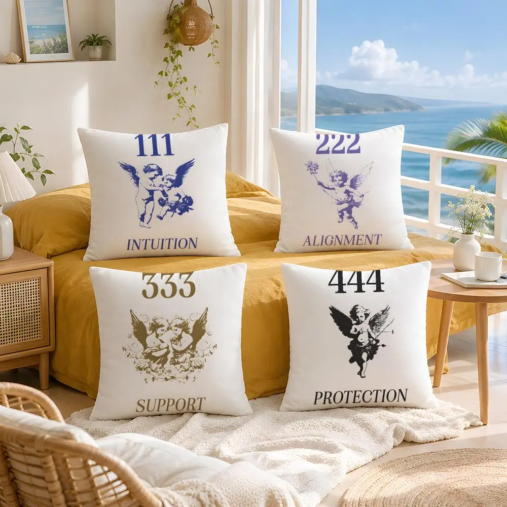 Angel Number 111 Cushion Cover Throw Pillow Short Plush Fresh Natural Cushion for Living Room Sofa Ornament Present Gift