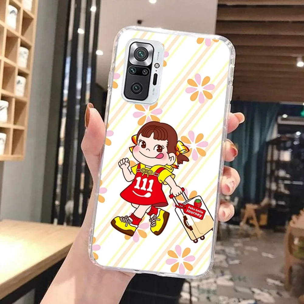 Fujiya Milky P-Pekos Anime C-Chans Phone Case For Xiaomi 11 Redmi Note 11 5G 8T 9A 9 10T Note8Pro Note9 12SUltra Black Case