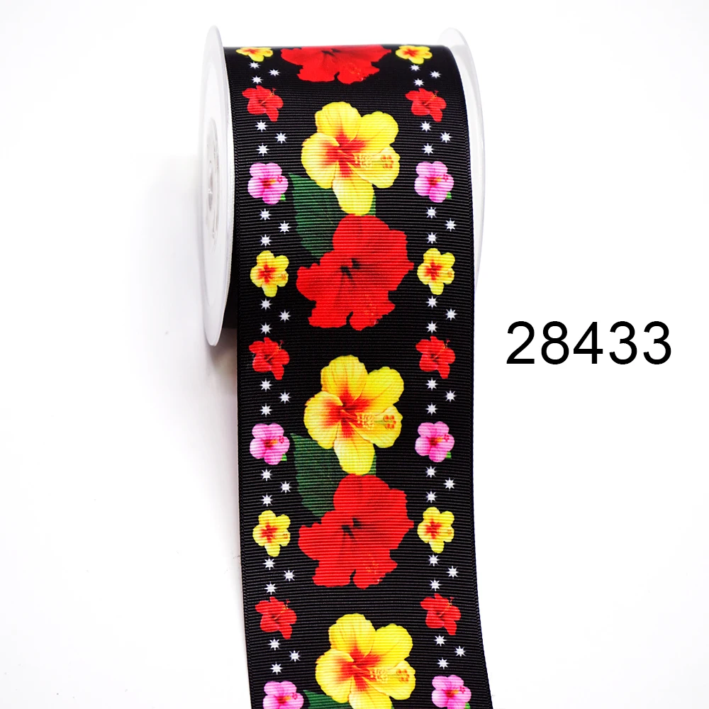 DIY Cartoon Flower Printed Grosgrain Ribbon For Craft Supplies Sewing Accessories 5 Yards. 10050