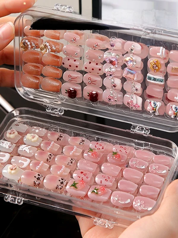 Portable Dustproof Three-layer Nail Art Shop  Storage Box Wearable Nail Tips Organizer Box Japanese Style Plastic