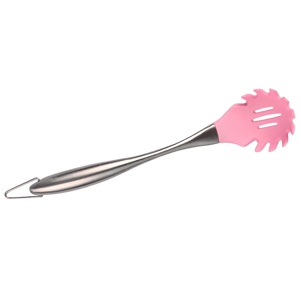 

Stainless Steel Handle Silicone Slotted Spaghetti Spoon Non Stick Cooking Colander Kitchen Utensil Home Restaurant Use