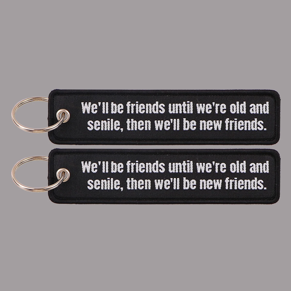 

1PCS We'll Be Friends Quotation Embroidery Key Tags Keychain for Motorcycle Cars Key Holder Pendant Jewelry Chaveiro Gifts
