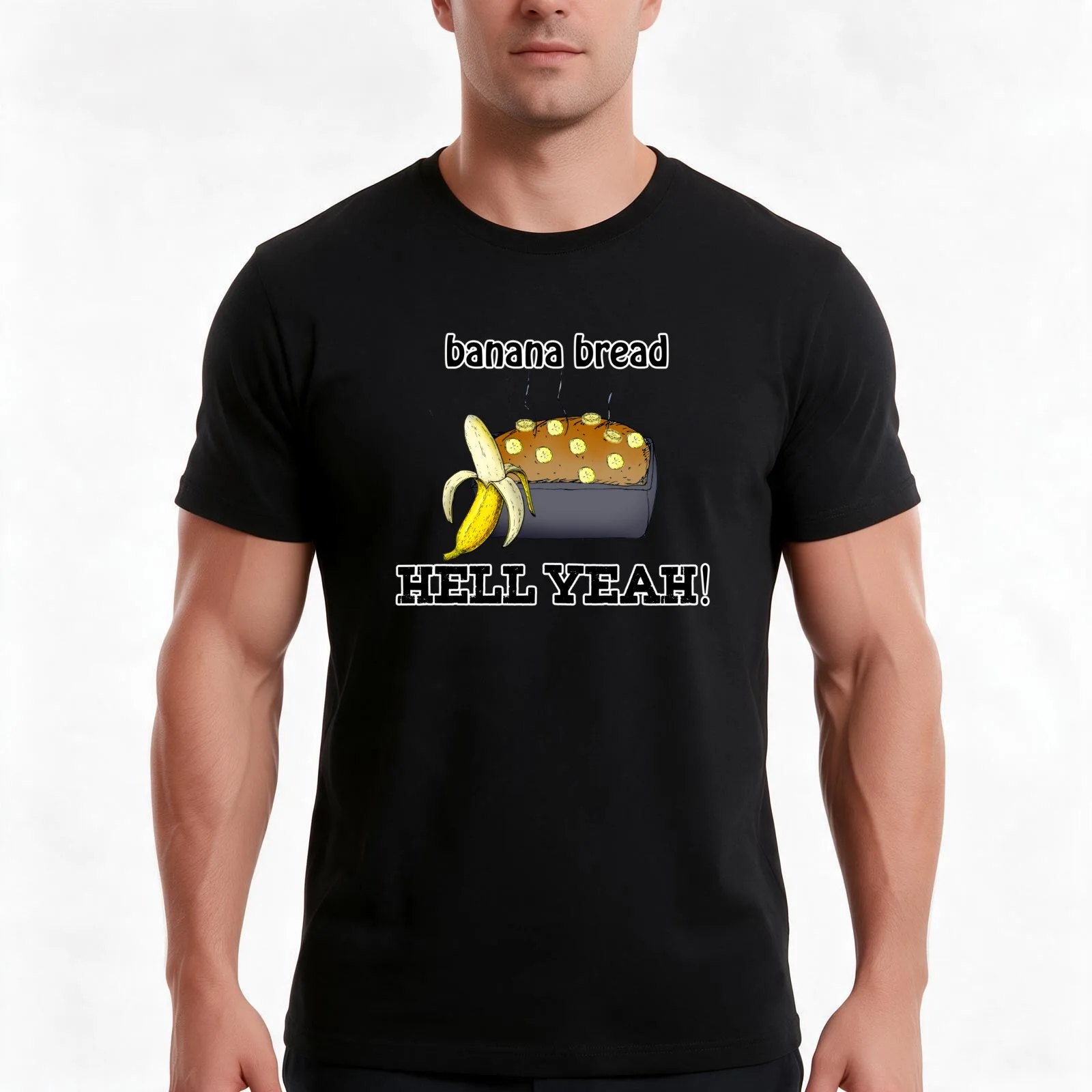 banana bread hell yeah T-Shirt, Summer Casual Cotton Tee, Oversized Streetwear Tops, Vintage Graphic Print, Unisex Men Women