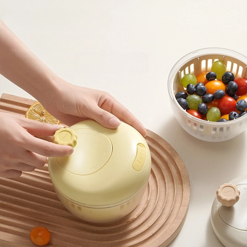 Salad Vegetable Spinner Manual Fruit Dryer Kitchen Tool Washing Basket Home Essential