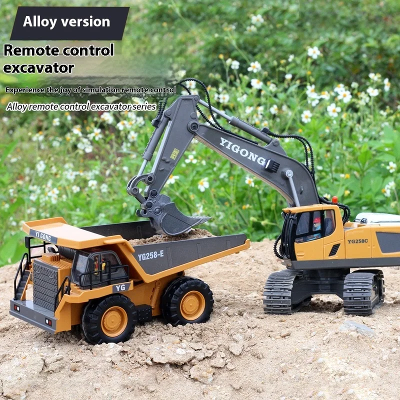 Cross Border Remote-controlled Excavator Alloy Remote-controlled Truck Dump Truck Toy Car Children's Playground Bulldozer