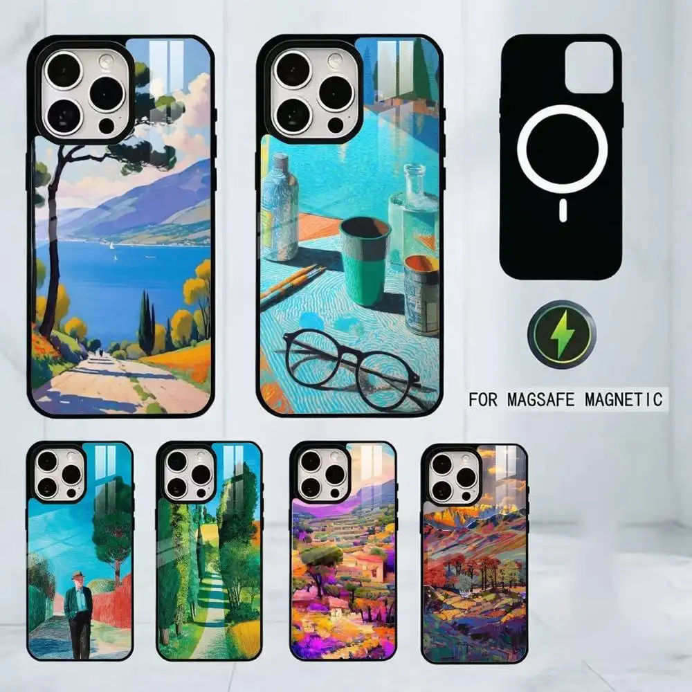 

D-David Hockney Paintings Phone Case For iPhone17,16,15,14,13,12,11 Plus,Pro Magnetic For Magsafe Wireless Charging