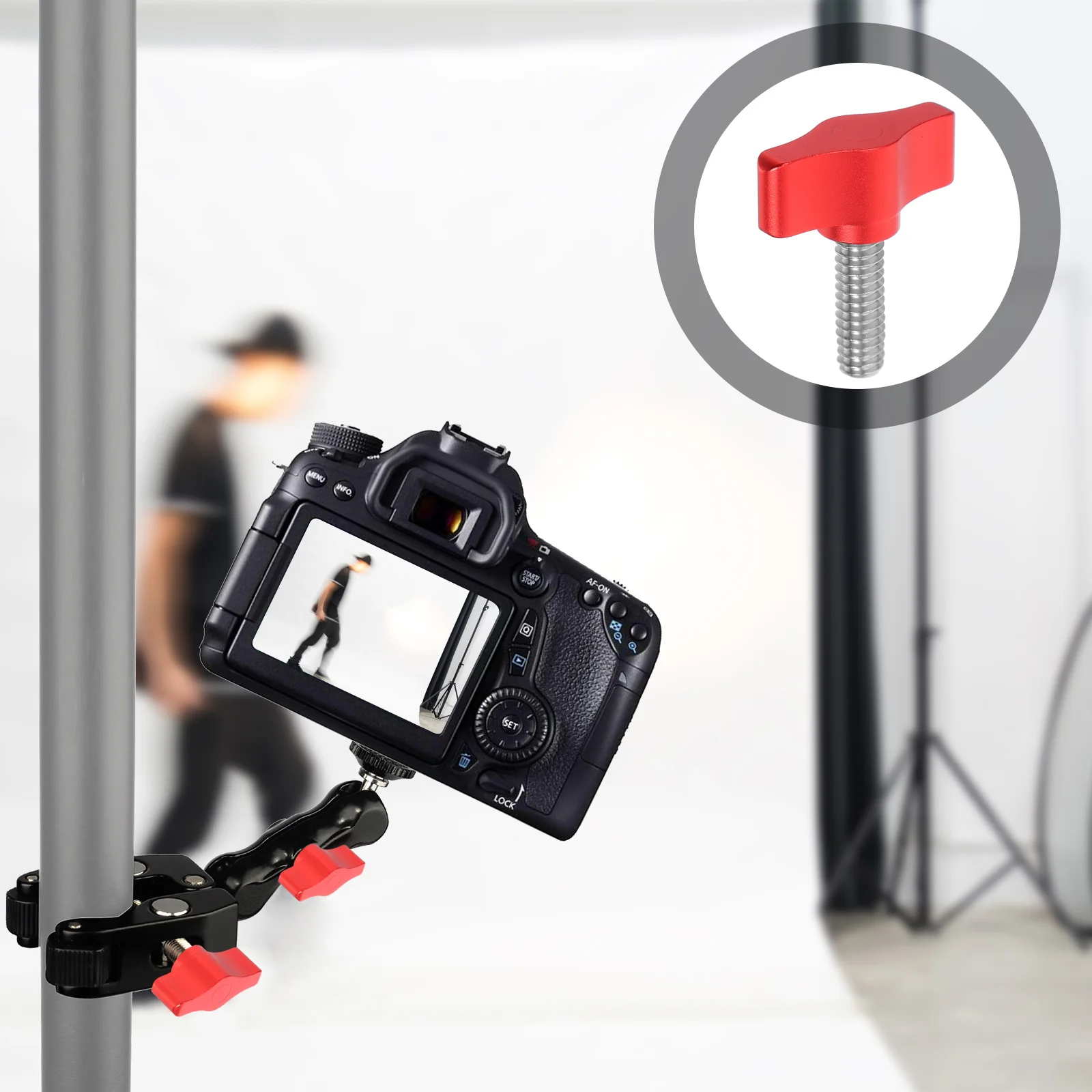 

4Pcs Cloud Platform Screws T-Shaped Ergonomic Tightening Knobs for Camera Tripod Mounts Threaded Hand Grip Clamping Screws