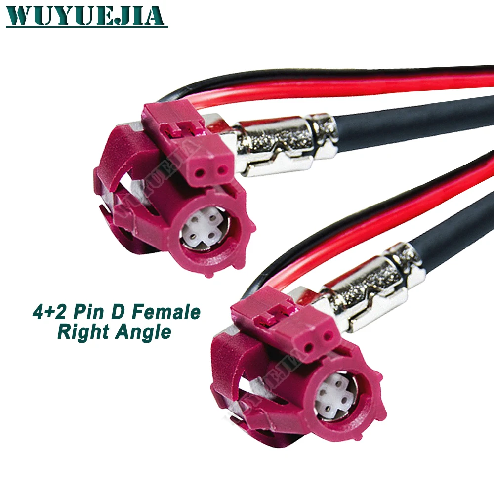 1Pcs 4+2 Pin Violet HSD Code D Female Right Angle Connector 6 Pin HSD LVDS High Speed DataTransmission Harness Wire LVDS Cable