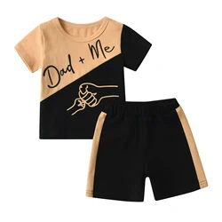 Summer Toddler Baby Boy 2pcs Clothes Set New Printed Thin Cotton Short Sleeve T-shirt Top + Short Pants Patchwork Outfits Sets