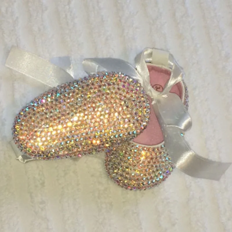 Baby Shoes Sparkling Rhinestones Baptism Baby Show Gift Infant First Walkers Handmade Sweet Princess Flower Girl Sapatos Shoes