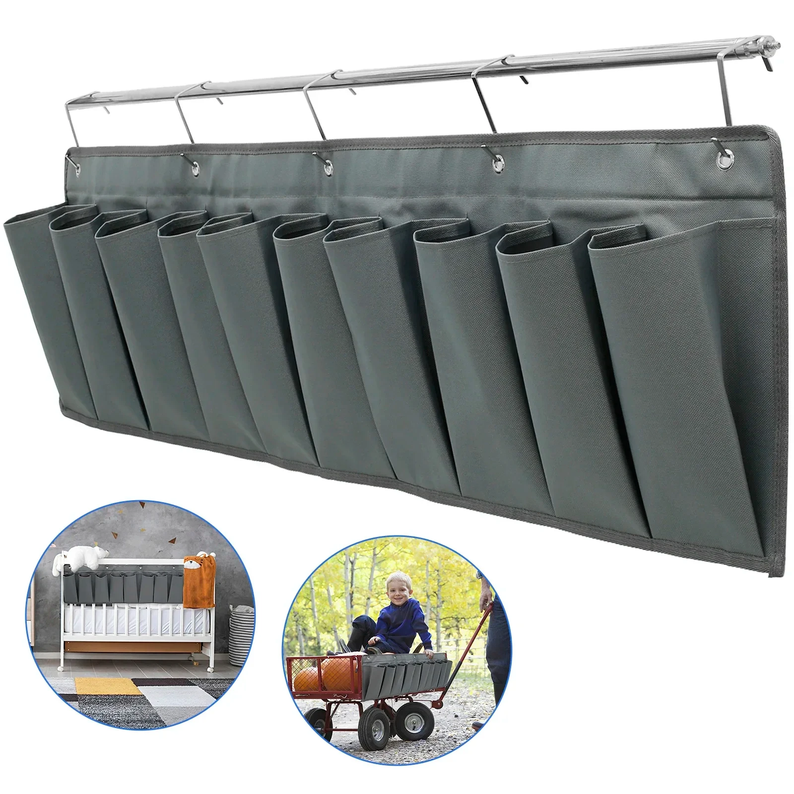 

10 карманов, прикроватная подвесная сумка для хранения, многофункциональный органайзер для обуви с 5 крючками, водонепроницаемая сумка для хранения обуви, игрушек, инструментов