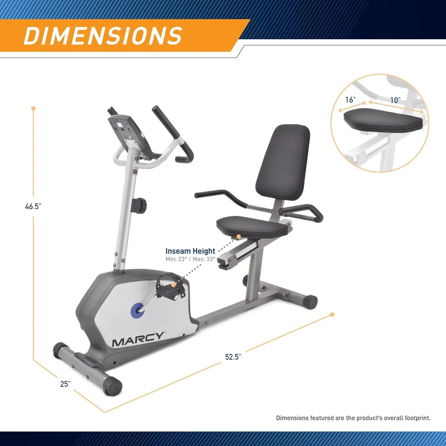 

Recumbent Exercise Bike with Adjustable Seat and 8 Resistance Levels, 300 Pound Capacity NS-1201R