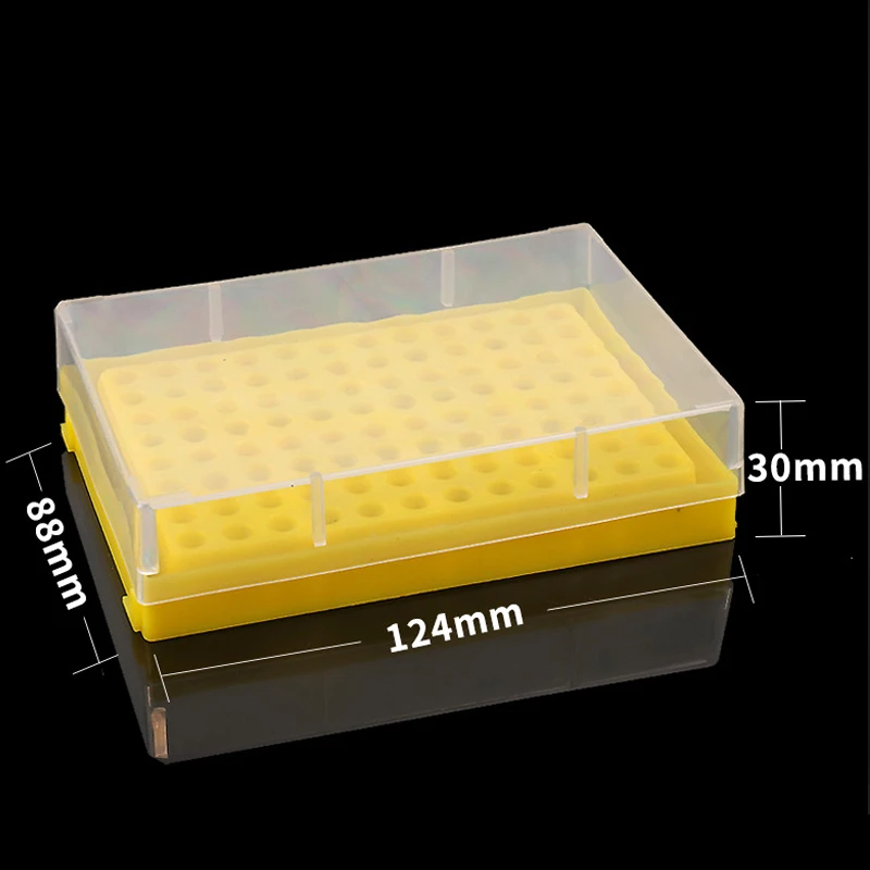 5 Stück 96-Loch PCR-Röhrchenhalter 0,2ml Zentrifugenröhrchenbox mit transparentem Deckel Kunststoff-Aufbewahrungsbox Labor-PP-Röhrchenhalter – Detail 5