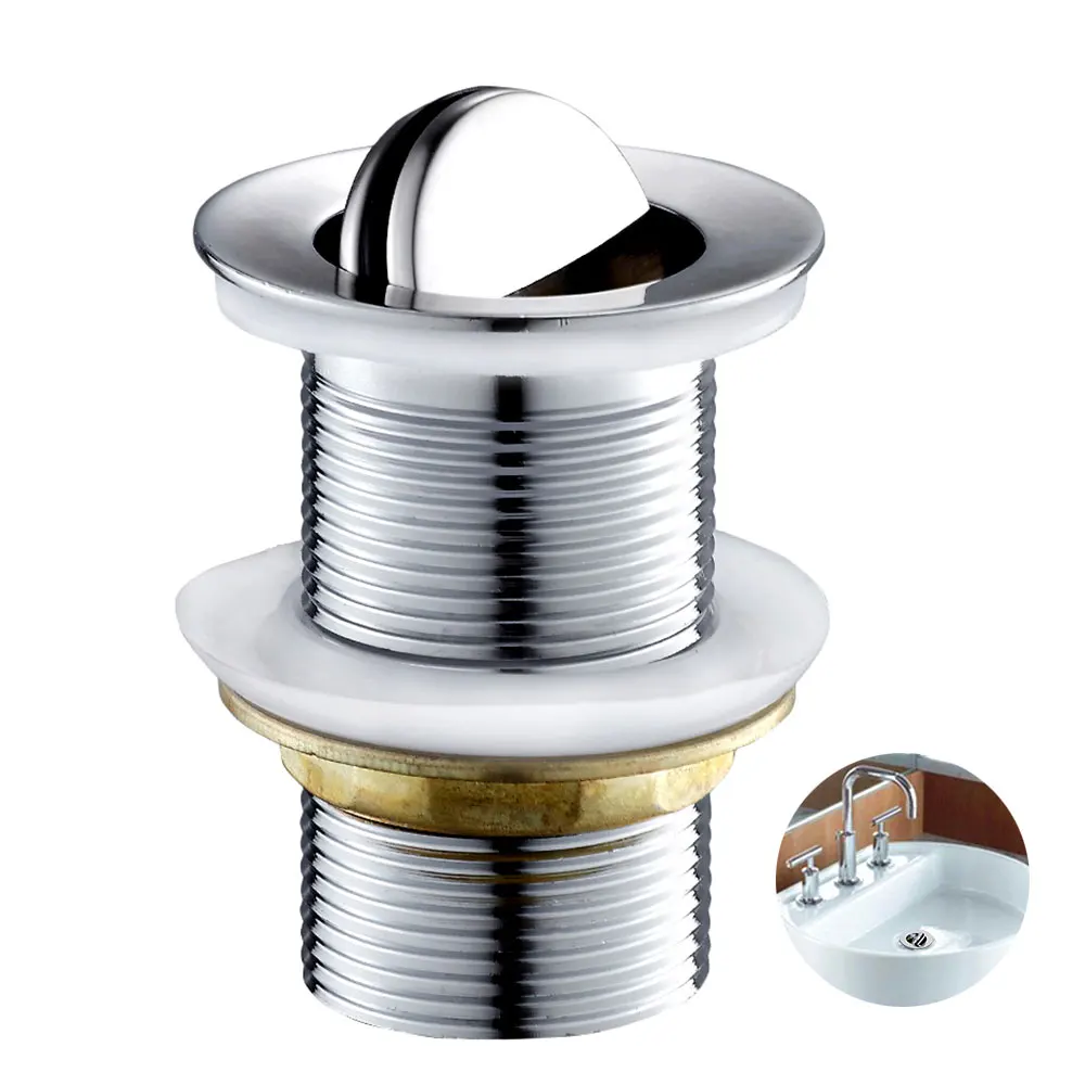 Modern Polished Drains Basin Sink Finish Sink Vanity Up Waste Plug Slotted Drain Without Overflow Bathroom Accessaraies