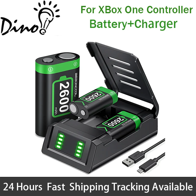 

DinoFire For xbox one controller Rechargerable 2x 2600mAH battery For xbox One/S/X/Elite/Xbox Series X/S charger