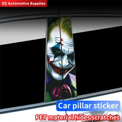 Adesivi per Auto divertenti protezione solare a colonna B fai da te copertura della colonna centrale automatica graffi adesivi per decorazioni di cartoni animati accessori Auto Joker