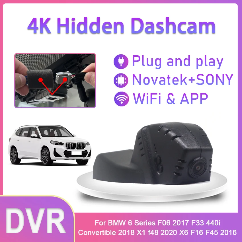 4k 2160P Car DVR Dash Cam Camera Video Recorder For BMW 6 Series F06 2017 F33 440i Convertible 2018 X1 f48 2020 X6 F16 F45 2016