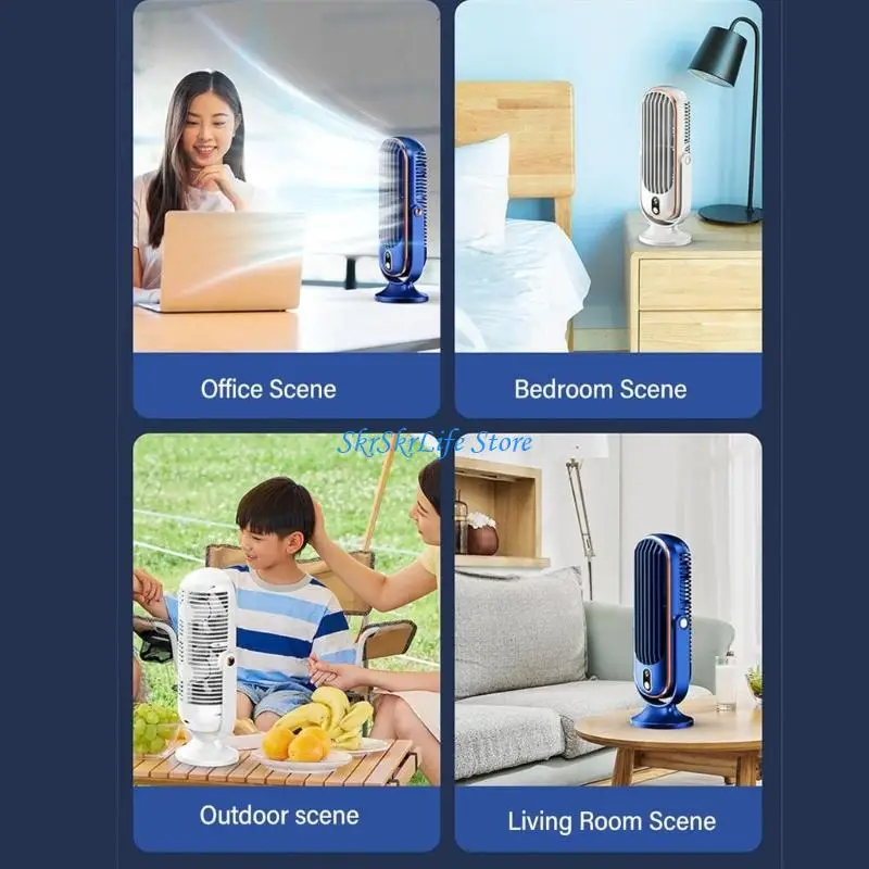 E65E Desktop Tower Fan Small Cooling Fan for Home Office Bedroom Portable 5 Speed Adjustable Quiet Brushless Desk Fan