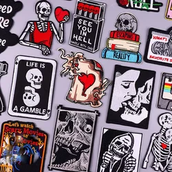 Poker Patch Horror Skull Embroidered Patches On Clothes Punk Embroidery/Sew Patch Iron On Patches For Clothing Ironing Stickers