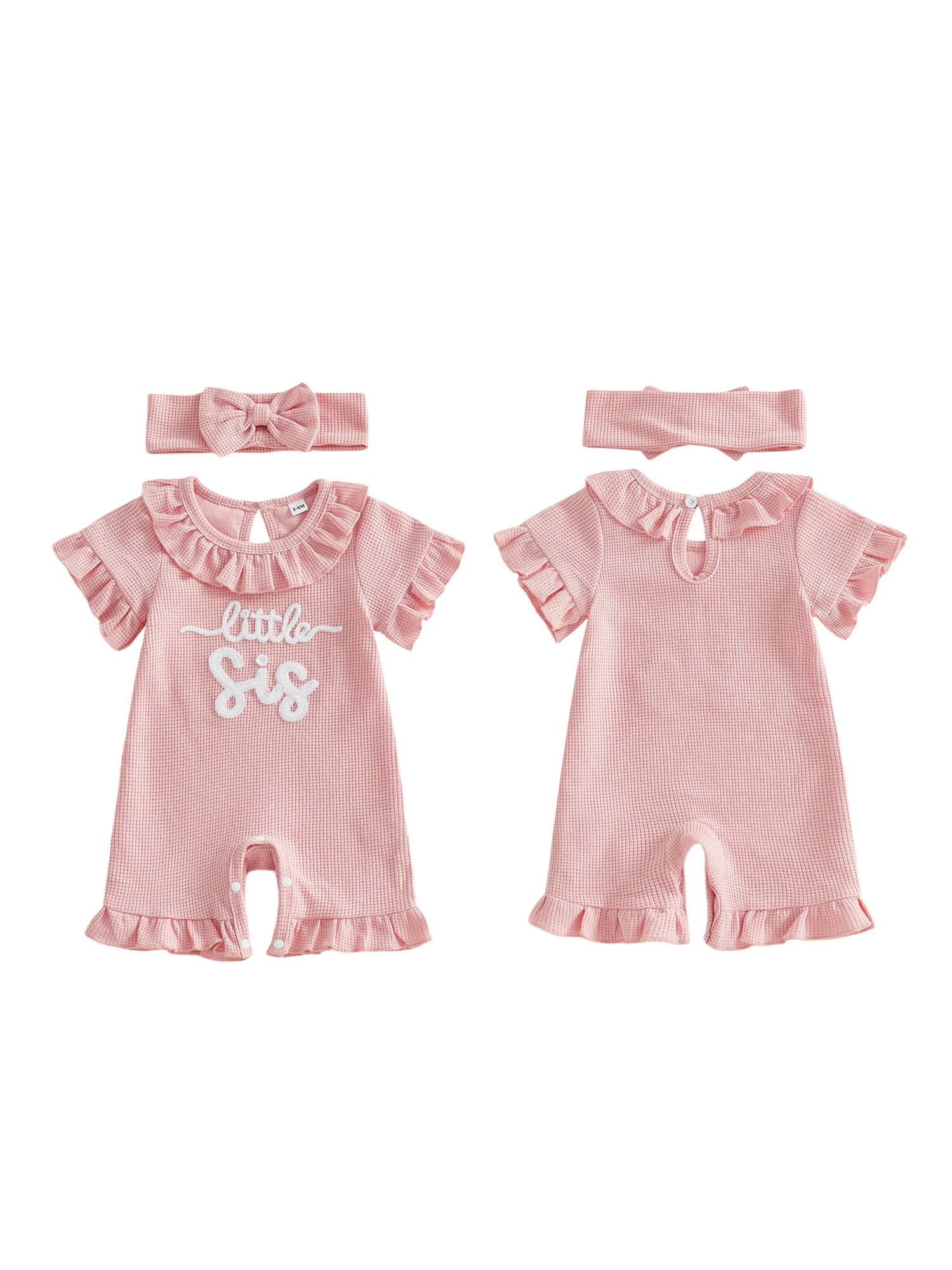 

Adorable Baby Girls Rompers with Cute Letter Embroidery Stylish Ruffles and Matching Headband for a Complete Look
