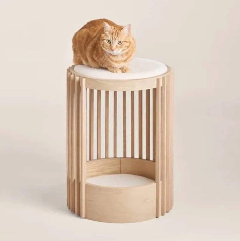 Luxury Cat Houses Wooden Cat Bed Wicker Bed And Enclosed Bedside Cat Furniture