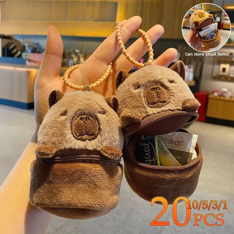 1-20PCS Cartoon Capybara Coin Purse Headset Bag Pendant Cute Plush Doll Doll Pendant Children's Gifts Bag Storage PendanCSt