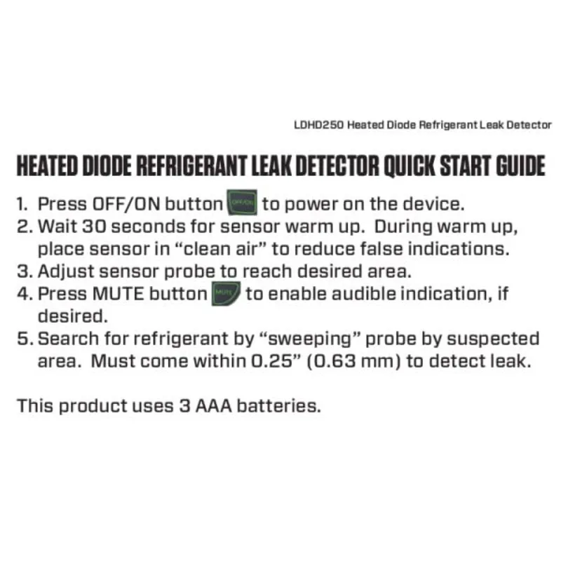 كاشف تسرب المبردات ذات الصمام الثنائي الساخن من هيلمور LDHD250 لـ HVAC والتبريد