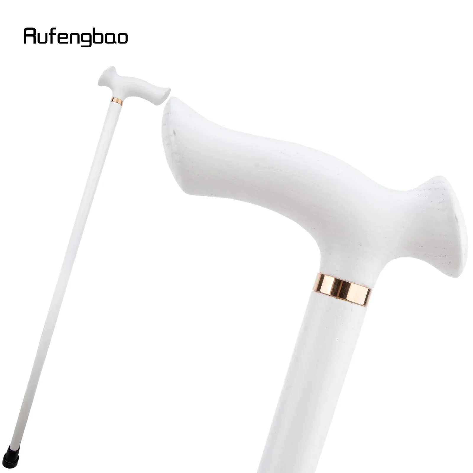 White Ergonomics Wooden Single Joint Walking Stick Decorative Cospaly Party Walking Cane Steampunk & Everyday Use 96cm