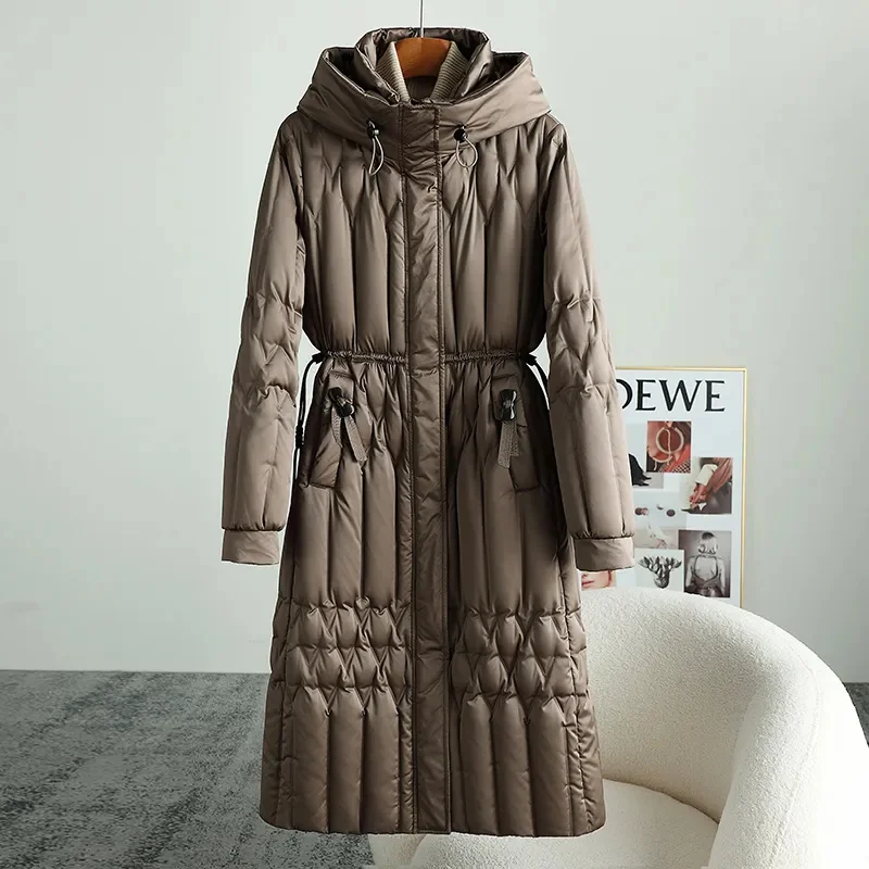 

Women 2023 Winter New Thicken Down Jacket Fashion Slim 90%White duck down Hooded Coat Solid Casual Female Warm Parkas Outwear