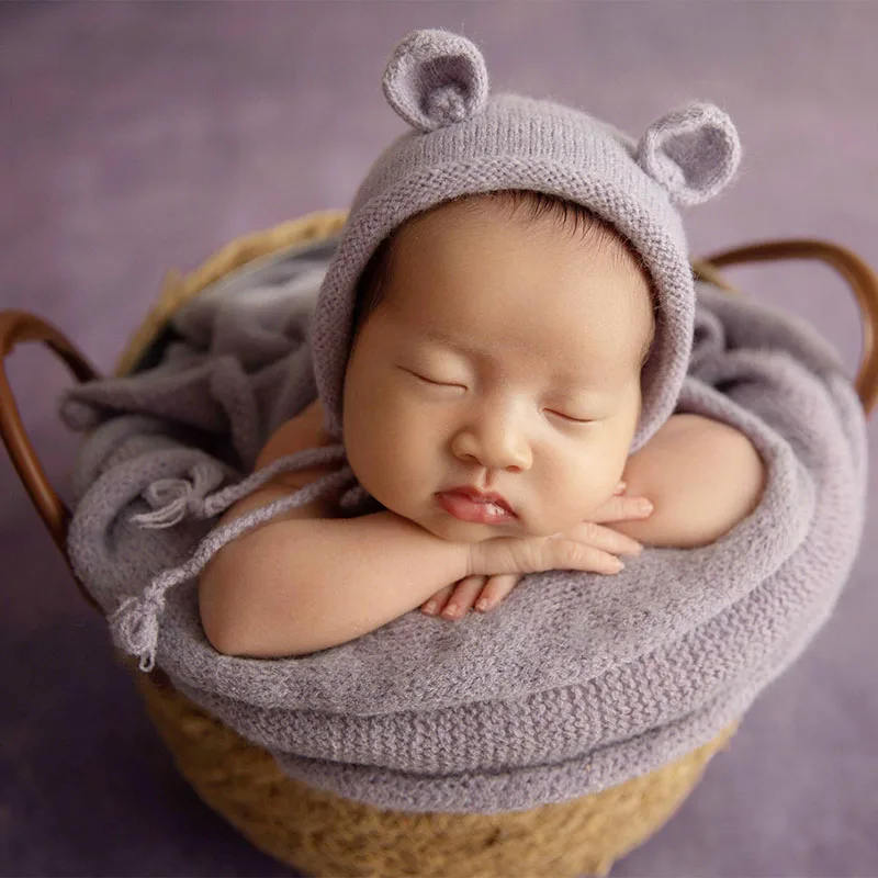 Knit Newborn Photography Wrap Multi-Color Soft Baby Posing Stretchable Wrap Studio Infant Shooting Background Accessories